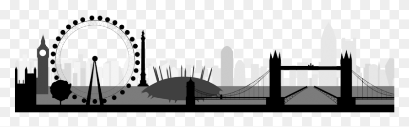 851x220 Силуэт Города Лондонский Горизонт, Здание, Мост, Подвесной Мост Png Скачать