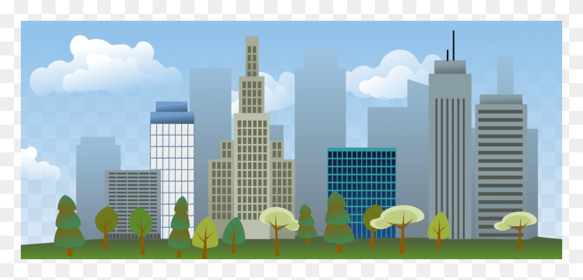 1144x505 City Skyline City Clipart, Urban, Building, Town HD PNG Download