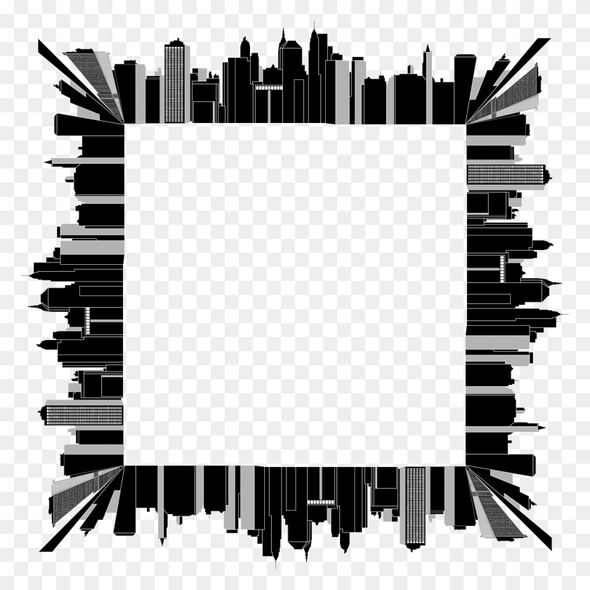 1280x1280 Городской Пейзаж Здания Небоскребы Изображение Городская Рамка, Текст, Плакат, Реклама Hd Png Скачать