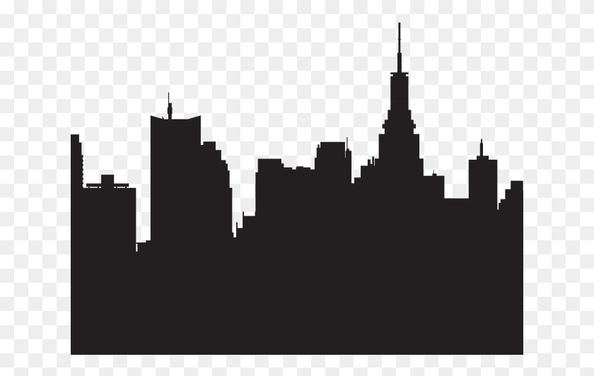 641x472 Cityscape Clipart Superhero New York City Silhouette, Text, Urban HD PNG Download
