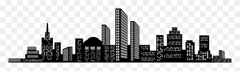 8001x1969 Cityscape Silhouette Clip Art Image Gallery Silhouettes Buildings In, City, Urban, Building HD PNG Download