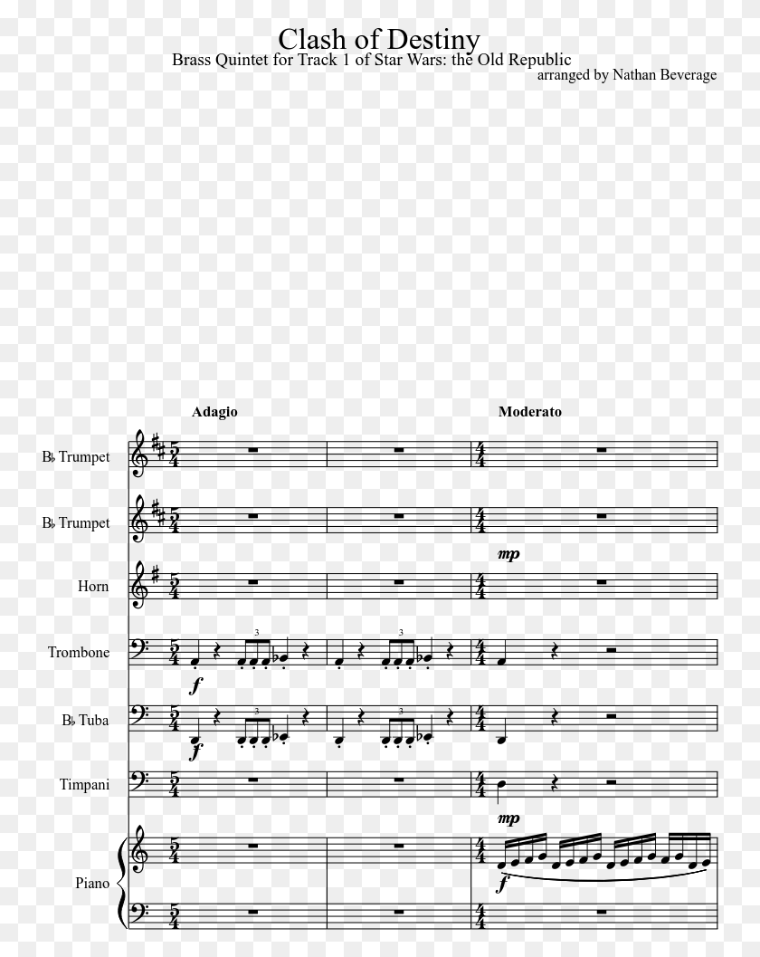749x997 Clash Of Destiny Sheet Music Composed By Arranged By Buckjump Trombone Sheet Music, Gray, World Of Warcraft HD PNG Download