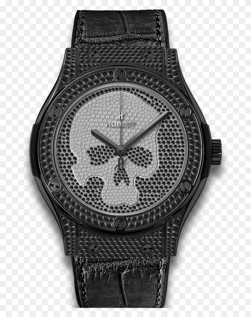 692x1000 Classic Fusion Skull Black Full Pav 511 Nd 9100 Lr 1700 Skull, Wristwatch, Clock Tower, Tower HD PNG Download