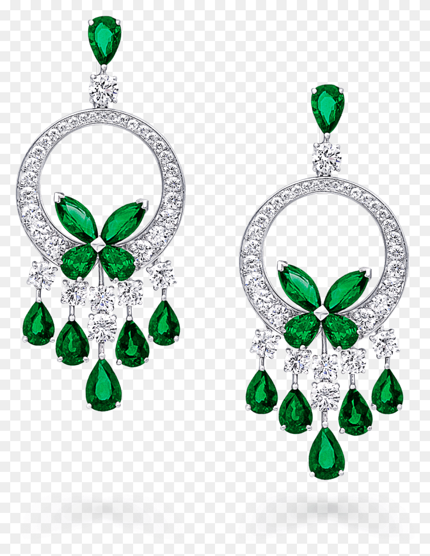 1076x1413 Classic Graff Emerald And Diamond Butterfly Chandelier Diamond And Emerald Chandelier Earrings, Jewelry, Accessories, Accessory HD PNG Download