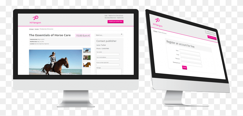 751x341 Classified Web Mobile App Design Using Osclass Platform Website, Horse, Mammal, Animal HD PNG Download