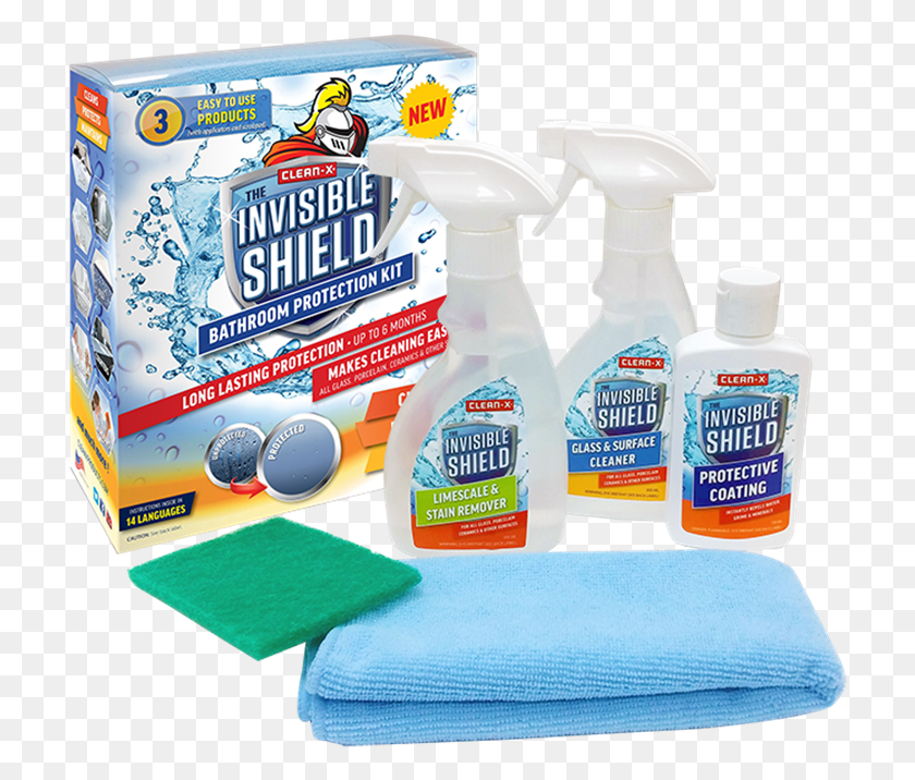 716x656 Clean X Invisible Shield Bathroom Protection Kit, Bottle, Towel, Lotion HD PNG Download