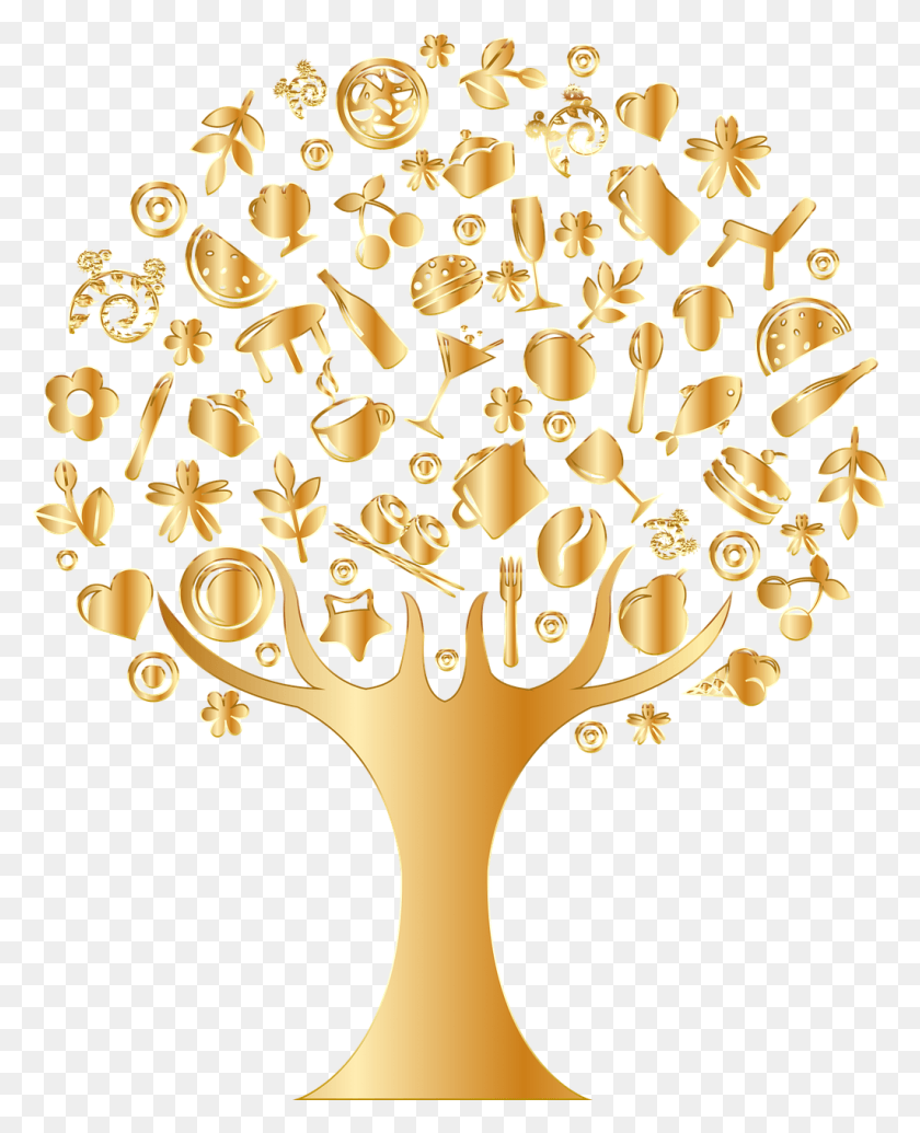 1023x1280 Clear Background Gold Tree, Chandelier, Lamp, Floral Design HD PNG Download