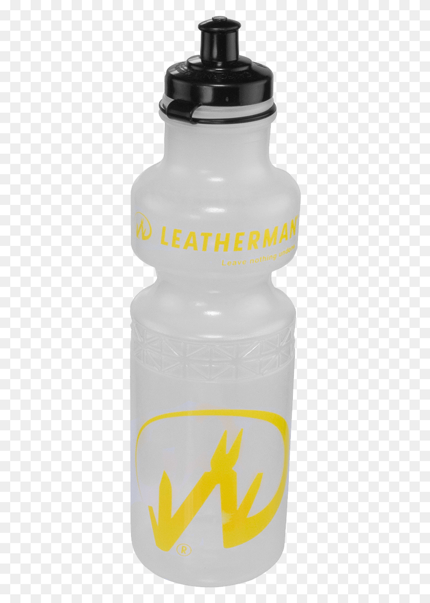 336x1117 Descargar Png Botella De Agua Transparente Con Estampado Amarillo Y Tapa Negra Botella De Agua, Botella, Leche, Bebida Hd Png
