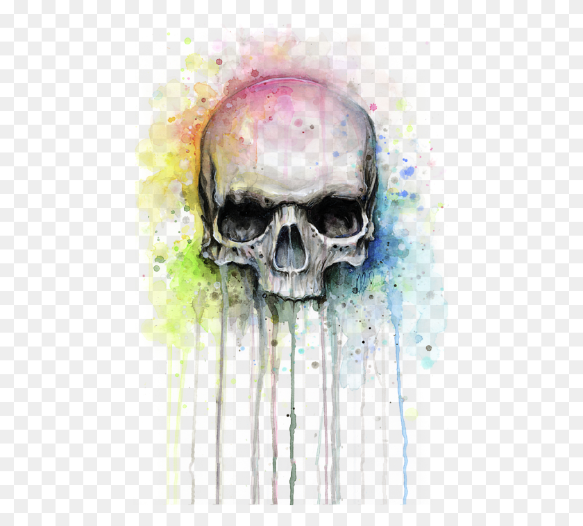 455x699 Click And Drag To Re Position The Image If Desired Watercolor Skull, Poster, Advertisement HD PNG Download