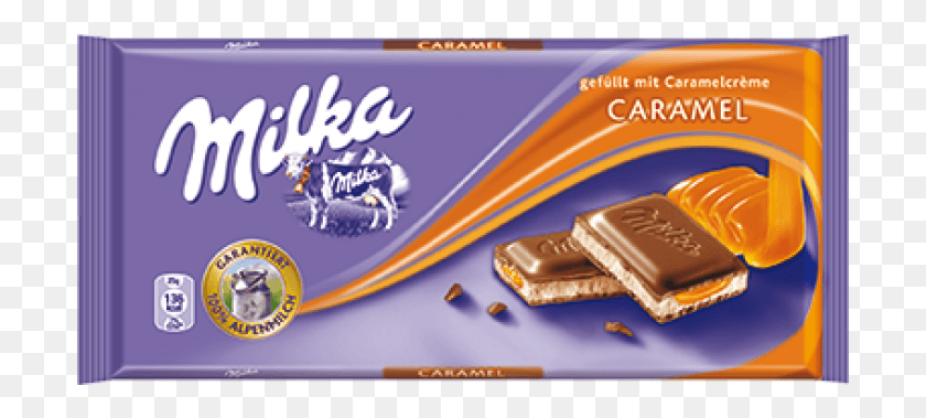 701x319 Click Image For Gallery Milka Caramel Chocolate, Food, Dessert, Sweets HD PNG Download