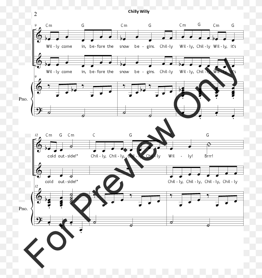 723x830 Click To Expand Chilly Willy Thumbnail Sheet Music, Text HD PNG Download