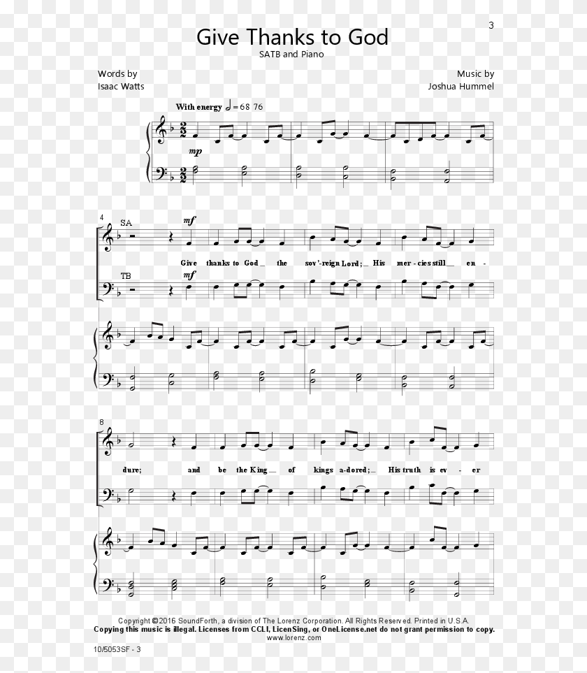 576x903 Click To Expand Give Thanks To God Thumbnail Jacob39s Bakery Sheet Music, Text, Screen, Electronics HD PNG Download