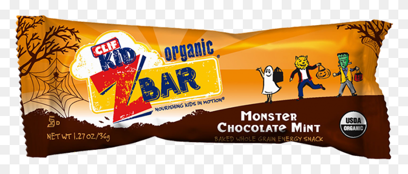 889x342 Descargar Png Clif Kid Zbar Monster Chocolate Mint Clif Kid Z Bar, Comida, Persona, Humano Hd Png