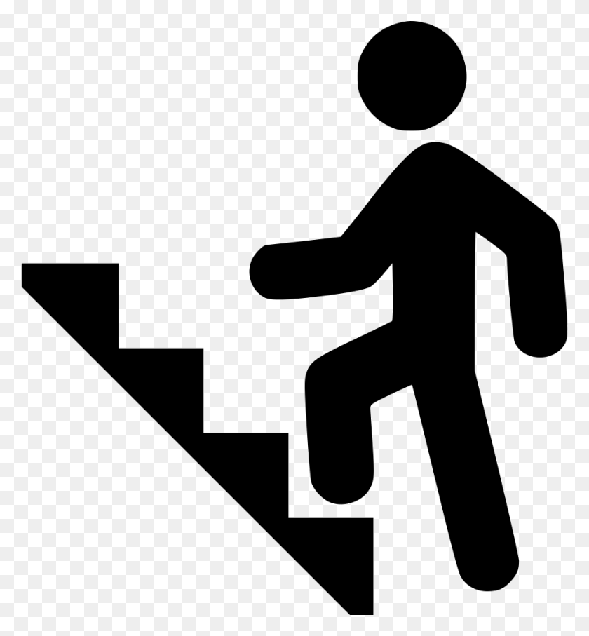 902x980 Climbing Stairs Svg Icon Free Climbing Stairs Icon, Symbol, Person, Human HD PNG Download