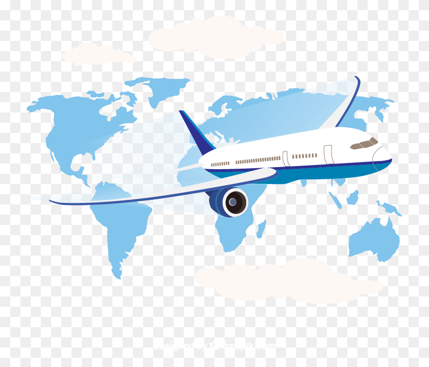 737x658 Clip Aircraft Transprent Free Blue Line South East Asia Region World Map, Airplane, Vehicle, Transportation HD PNG Download