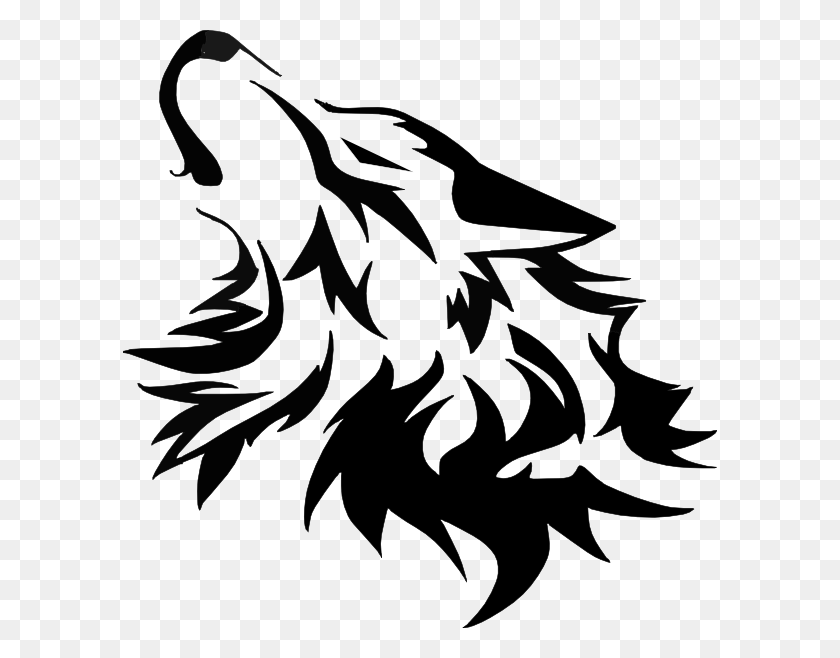 594x598 Clip Art Black And White Library Wolf Clipart Face Free Wolf Vector, Stencil, Graphics HD PNG Download