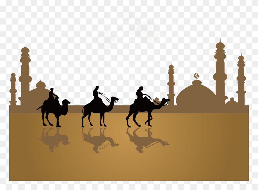 2564x1841 Clip Art Blanco Y Negro Stock Camel Vector Ramadán Islámico Camello, Caballo, Mamífero, Animal Hd Png