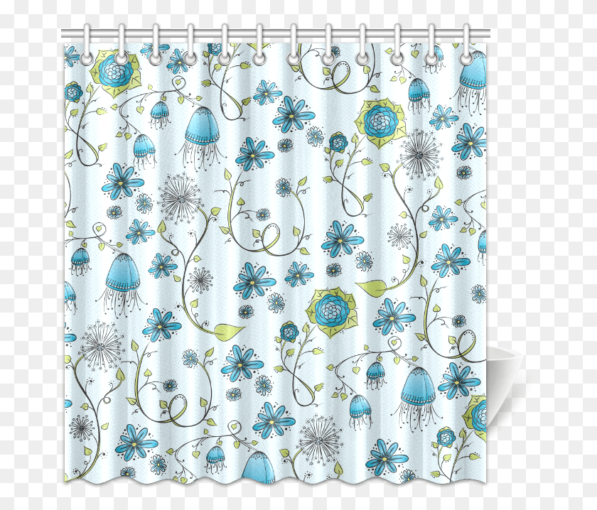 670x658 Clip Art Blue Flowers X Zandiepants Blue Flower Shower Stall Curtain, Rug, Shower Curtain HD PNG Download