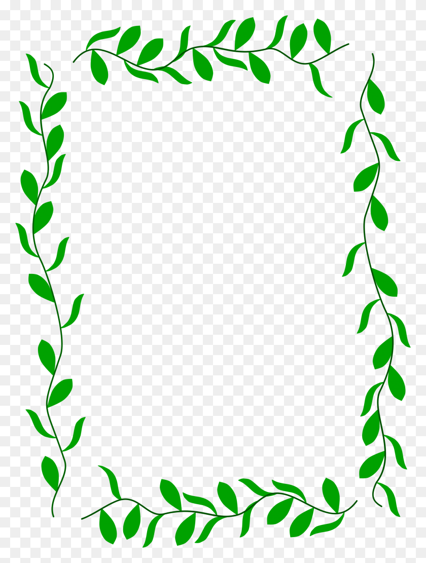 1773x2388 Clip Art Border Big Image Transparent Leaves Border Clipart, Green, Plant, Text HD PNG Download