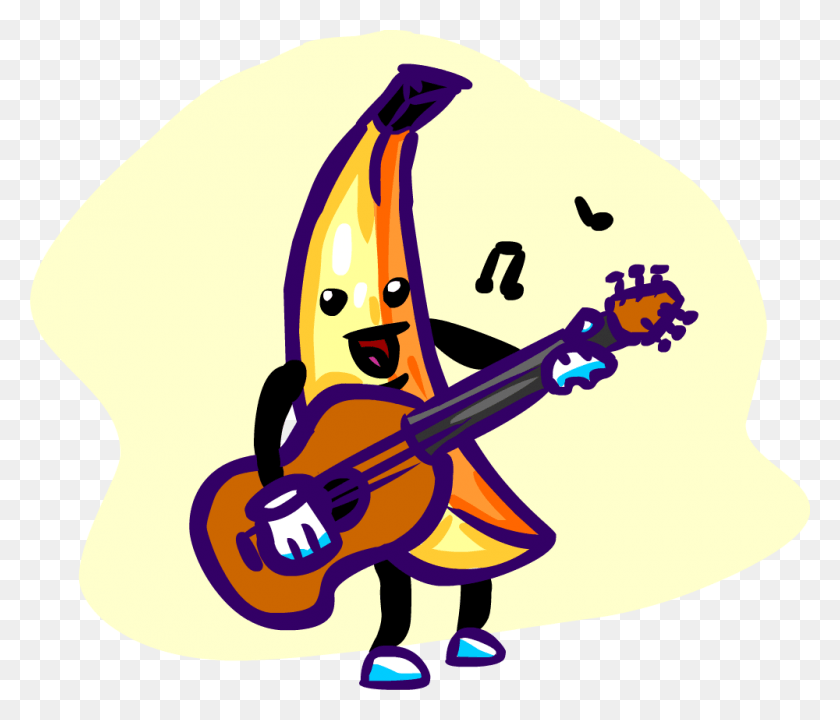 1000x847 Клипарт Клипарт Изображение Банана Игра На Гитаре, Активный Отдых, Музыкальный Инструмент, Скрипка Png Скачать