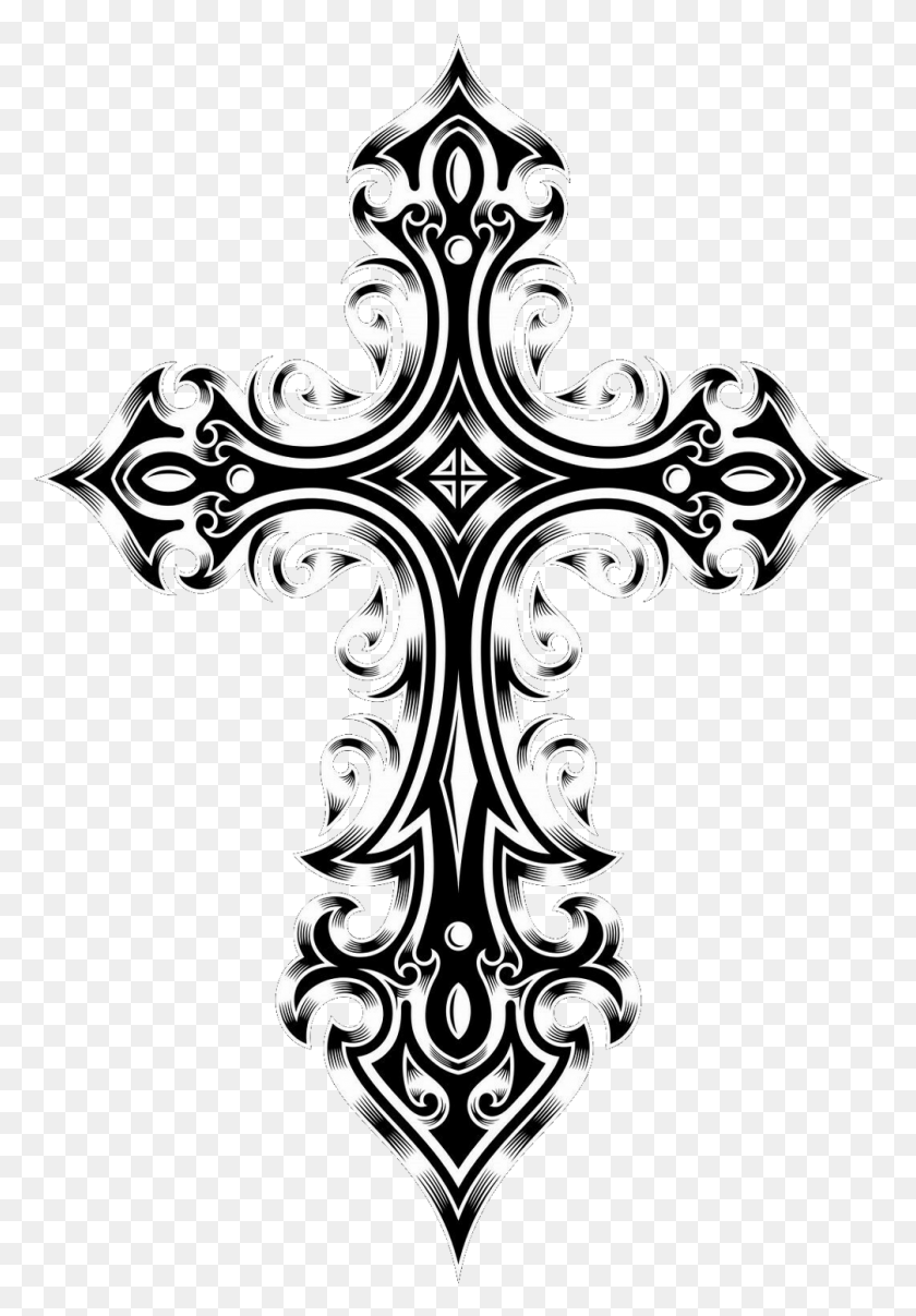 1006x1480 Clip Art Cruz Tatuagem Cross Designs Black Background, Symbol, Crucifix HD PNG Download