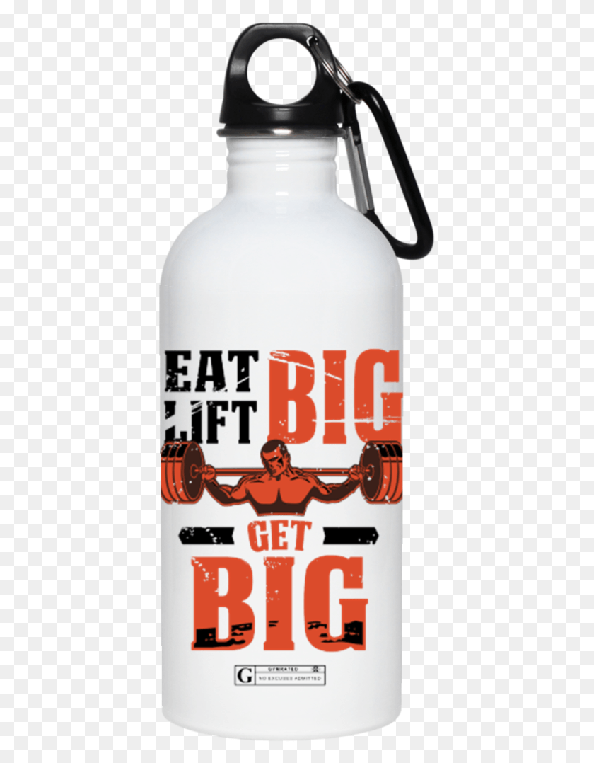391x1018 Clip Art Eat Big Lift Water Bottle Gymrated Water Bottle, Beverage, Drink, Beer HD PNG Download