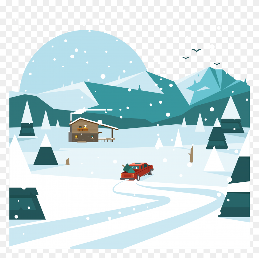 4158x4141 Clip Art Free Landscape Transprent Free Winter, Outdoors, Nature, Snow HD PNG Download
