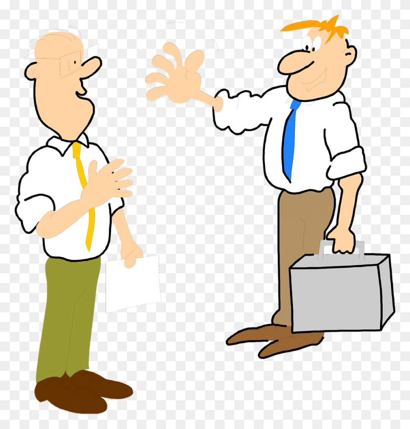 958x1007 Clip Art Free Library Business People Talking Amazing Two People Waving At Each Other, Person, Human, Bag HD PNG Download