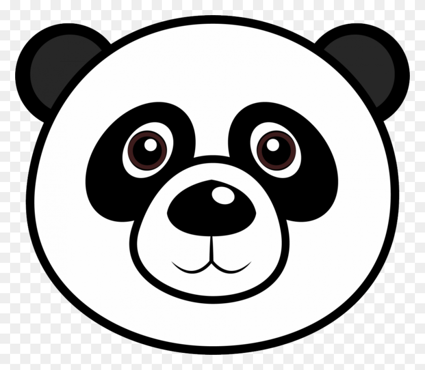 962x830 Бесплатная Библиотека Клипартов Коллекция Черно-Белых Dibujos Faciles De Osos Pandas, Трафарет, Символ, Логотип Hd Png Скачать