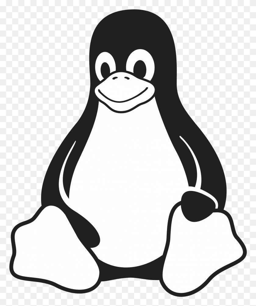 1993x2412 Clip Art Freeuse File Tux Mono Wikimedia Commons Open Tux Linux Black And White, Animal, Penguin, Bird HD PNG Download