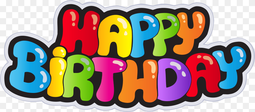 7931x3492 Clip Art Gambar Happy Birthday, Text, Number, Symbol, Animal Sticker PNG