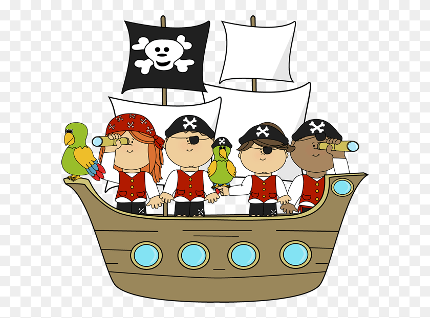 600x562 Clip Art Images Pirates On Ship Pirate Ship And Pirates, Bird, Animal, Meal HD PNG Download