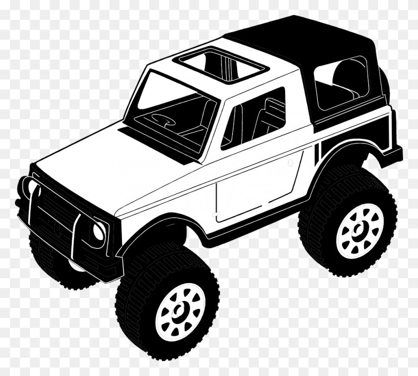 958x857 Clip Art Library Library Collection Of High Quality Jeep Black And White, Car, Vehicle, Transportation HD PNG Download