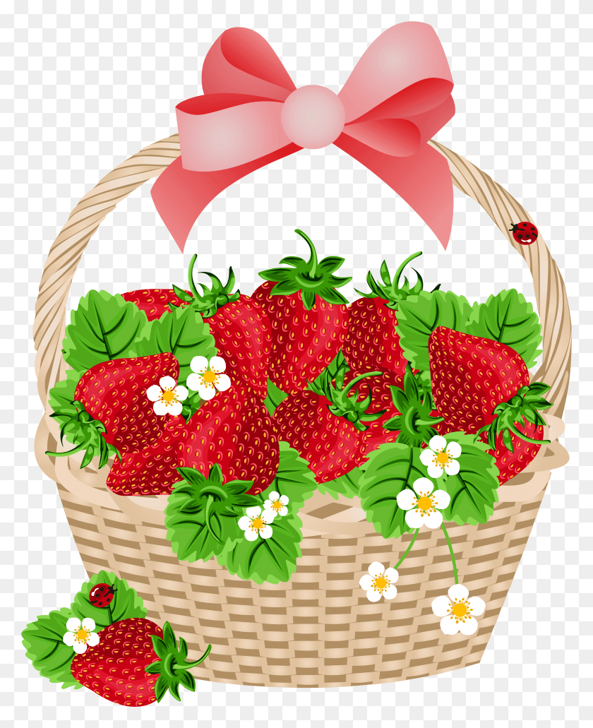 3958x4931 Clip Art Library Stock With Strawberries Gallery Basket Of Strawberries Cartoon, Plant, Flower, Blossom HD PNG Download