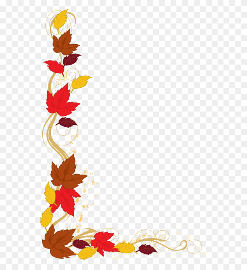 571x860 Clip Art Of An Autumn Leaf Border Thanksgiving Clip Art Borders, Graphics, Floral Design HD PNG Download