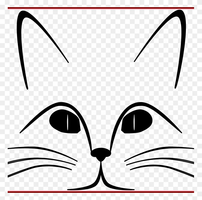775x775 Clip Art Outline Of A Cat Face Whisker Black And White, Text, Monitor, Screen HD PNG Download