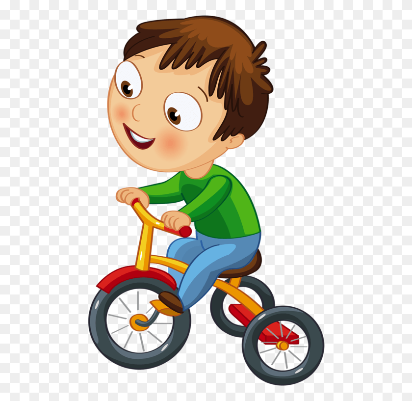 484x757 Clip Art Playing Clock Time Kids Kid Riding Tricycle Clipart, Toy, Wheel, Machine HD PNG Download
