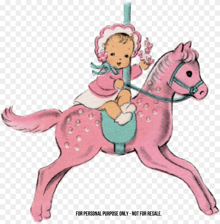 2339x2381 Clip Art Pretty In Pink Things Carousel Horse Clipart, Baby, Person, Face, Head Transparent PNG