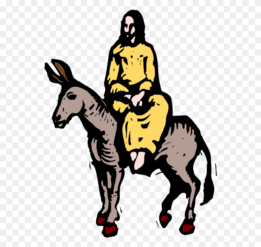 557x737 Clip Art Royalty Free Library Jesus On A Donkey Clipart El Burro Y Jesus, Stencil, Animal, Leisure Activities HD PNG Download