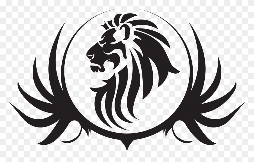 1920x1171 Png Изображение - Львиная Голова Кролика Татуировка Льва Герб Черный И Белый, Символ, Логотип, Товарный Знак Png.