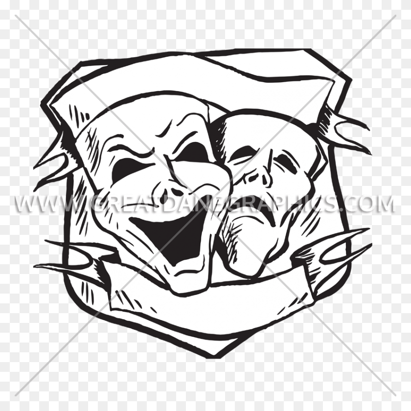825x825 Clip Art Royalty Free Theater Masks Production Theater Face Line, Pillow HD PNG Download