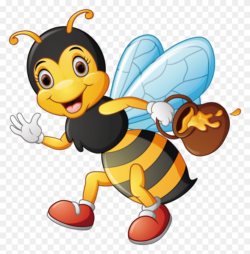 1474x1498 Clip Art Stock Cartoon Illustration Carrying Honey Cartoon Characters Of Bees, Insect, Invertebrate, Animal HD PNG Download
