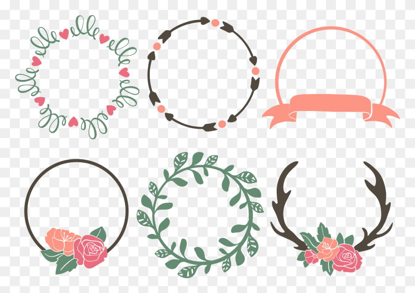 1619x1109 Clip Art Svg How To Circle Monogram Frame Free, Graphics, Floral Design HD PNG Download