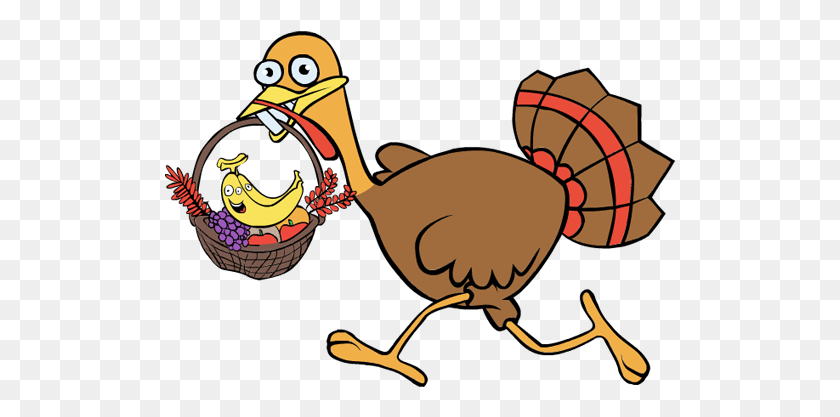 511x357 Clip Art Thanksgiving Turkey Fruit Basket Running Running Turkey Clipart, Bird, Animal, Fowl HD PNG Download