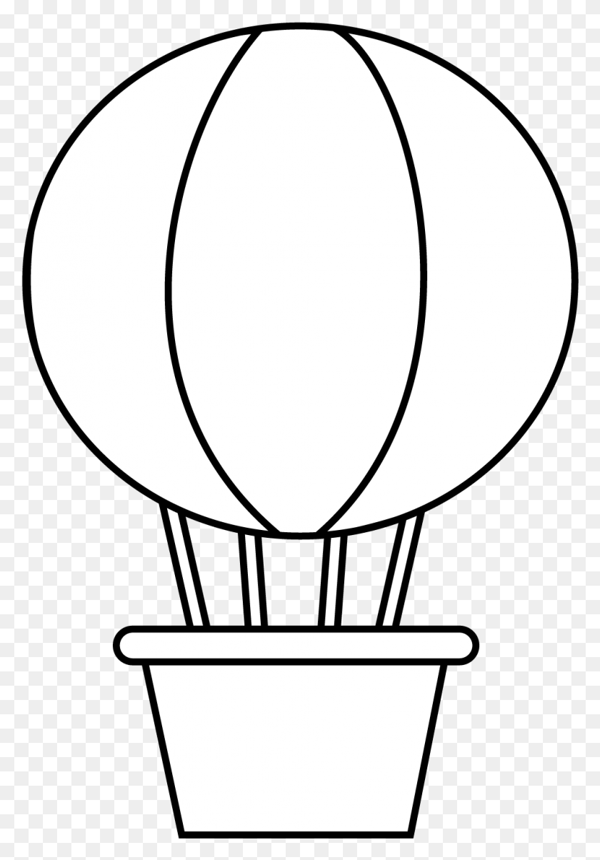 994x1459 Clip Art Transparent Stock Hot Air Balloon Black And Figuras Geometricas Para Armar Esfera, Lamp, Vehicle, Transportation HD PNG Download