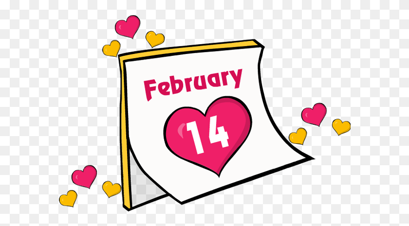 600x405 Clip Art Valentines Day Calender Date Feb February Feb 14th Clip Art, Heart, Text, Cushion HD PNG Download