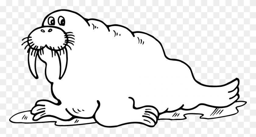 960x480 Clip Art Walrus Clipart Black And White, Mammal, Animal, Wildlife HD PNG Download