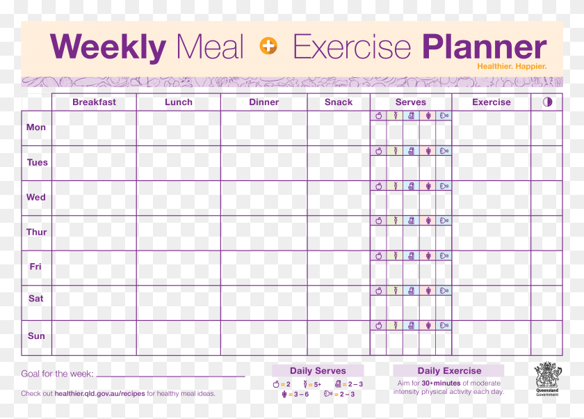 3346x2328 Clip Art Weekly Exercise Templates At Meal And Activity Planner, Plot, Word, Text HD PNG Download