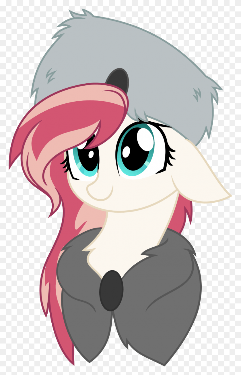 884x1417 Clip Black And White Artist Aureai Hat Oc Only Pony Ushanka With Transparent Background, Helmet, Clothing, Apparel HD PNG Download