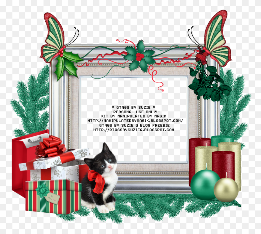 861x769 Clip Black And White Library Beautiful Christmas Background Merry Xmas Dear Friend, Cat, Pet, Mammal HD PNG Download